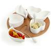 BRANDANI Antipastiera Cupido Porcellana Bamboo 3 Forchettine Acciaio Inox