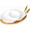 BRANDANI Antipastiera Abbraccio in Porcellana con 2 Forchette 26cm Base Bamboo