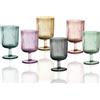BRANDANI Plisse Set 6 Pezzi Calici Colorati Assortiti 250ml Vetro