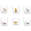 ICHENDORF Tabby Cat Gatti Set 6 Pezzi Tumbler Bicchieri 8,5cm 350ml Vetro Borosilicato