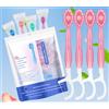 Vonmerie Confezione da 10 spazzolini da denti usa e getta con dentifricio, 5 in 1 (pre-legati, filo interdentale, raschietto per lingua, respiro fresco, stuzzicadenti), mini spazzolino da denti