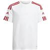 adidas Squadra 21 Short Sleeve Jersey T-shirt, White/Team Power Red, 116 Unisex - Bambini e ragazzi
