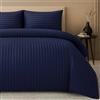 Pamposh, Set copripiumino super king size a righe satinate, qualità alberghiera, biancheria da letto ipoallergenica ultra morbida in microfibra