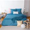 CÔTE DECO Parure da letto in raso a 70 fili, con copripiumino e 2 federe, 240 x 220 cm, colore: blu anatra
