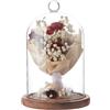 BENECREAT Cloche con Cupola In Vetro Da 18x12 cm e Base In Legno, Campana Rustica con Campana In Vetro Trasparente per Piante, Lucine O Decorazioni per La Tavola