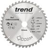 Trend Wood Mitre Saw Blade, 255mm Diametro, 30mm Foro, 48 Denti, 2.4mm Fenditura, Angolo di Incidenza -5°, TCT, Finitura Media, CSB/CC25548
