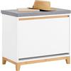 SoBuy Scarpiera con Ribalta Scarpiera con Panca Imbottita, Scarpiera Salvaspazio, Mobile da Ingresso, Bianco-Naturale, 60x34x55 cm FSR191-WN