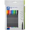 STAEDTLER Triplus 334 C12 - Pennarelli a punta fine, 12 pezzi, colori assortiti, confezione da 12