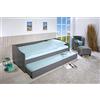 Inter Link Letto a scomparsa Letto con contenitore Letto a cassetti con rotelle Panca letto 2 letti 90 x 200 cm Legno massiccio Senza materasso né base Grigio Malte 90 x 200 cm
