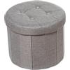 DRW Pouf pieghevole con contenitore in poliestere in grigio 38 x 38 x 38 cm