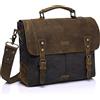 VASCHY Borsa a tracolla vintage per uomo e donna, in tela di pelle, per laptop da 15,6, con cinturino rimovibile, 15.6-pollice Grigio, 15.6 Inch