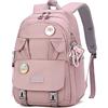 Makukke Zaino da scuola per ragazze, zaino da donna, impermeabile, con scomparto per laptop e antifurto, casual, per università elementare e superiore, Viola, L, Casual
