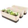 SUREAM Confezione da 3 fioriere rettangolari per interni, 30,5 x 9,5 cm, con vassoio, moderne piccole piante grasse, cactus, fiori in plastica, per davanzale, giardino, balcone, decorazione per