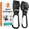 Baby Uma Ganci Passeggino Porta Borse - Moschettoni [2 Pezzi] | La confezione include 2 ganci universali con cinturino antiscivolo e moschettoni resistenti fino a 5 kg di carico.