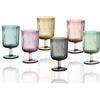 BRANDANI - Plisse Set 6 Pezzi Calici Vetro Colorati Assortiti 250 ml 51069