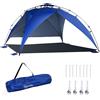 Outsunny Tenda da Spiaggia Pop Up per 4 Persone con Corde e Paletti Poliestere 247x247x145cm Blu|Aosom