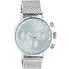 Oozoo Timepieces Orologio da uomo - Orologio da polso da uomo con cinturino in rete da 20 mm - analogico da uomo con cinturino in maglia milanese rotondo, argento/azzurro, Bracciale