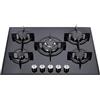 Generico Piano Cottura 75 CM Vetroceramica Nero E Ghisa Ad Incasso
