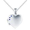 INFINIONLY Collane ciondolo cuore con foto in argento 925 da donna ragazze Collana Medaglioni con zirconi blu Ciondoli apribili creativa gioielli di moda