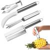 xiruiubao Taglia Ananas,Taglia Ananas Acciaio Inox Include Coltello Canna da Zucchero,Pinza Rimozione Nucleo e Ananas Forcella,Sbuccia Ananas per Ananas,Canna da Zucchero,Banana,Affetta Ananas(4 Pezzi)