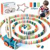 71Nmly Domino Train Toy Set per Bambini,120 Pezzi Automatici Domino Blocchi di Costruire e Impilare Giocattoli Creativi,Giocattolo Educativo Regalo per Ragazze e Ragazzi dai 3 anni in su