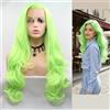 SERENEWIG 24 Fluorescente Verde Pizzo Anteriore Parrucca Sintetica Lungo Corpo Wave Fibra di Calore Capelli Colore Neon Pizzo Parrucche per Le Donne Partito Cosplay Parrucche Uso quotidiano
