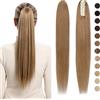 Silk-co Extension Capelli Veri Coda di Cavallo con Pinza #27 Biondo Scuro 100% Remy Human Hair Ponytail Extension Coda 40 cm