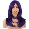 MapofBeauty 20 Pollice/50 cm Lungo Layered Con Frange Lisci Sintetico Fibra Shoulder Lunghezza Capelli per Quotidiano Parrucche (Scuro Viola)
