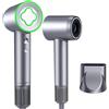 WONZHEC asciugacapelli AC 1600 W, con diffusore, 2 velocità e 4 temperature (argento)