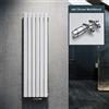 ELEGANTE Termoarredo Design Flat 1600 x 462 mm con Termostato Multiblocco Cromato, Radiatore Piatto Singolo Strato Verticale Attacco Centrale