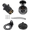 BEIJISTAR Kit Presa Spina per Rimorchio 7 Poli con Guarnizione in Gomma e Staffa di Montaggio in Metallo, 12V Connettore Presa Spina per Rimorchio 7 Poli Impermeabile, per Camion RV Barca Caravan