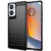 owlhold Cover per Motorola Moto Edge 50 Fusion, Custodia Spazzolata e Fibra di Carbonio Morbido Silicone TPU Slim Fit Case, Antiurto, Antigraffio, Antiscivolo, Protezione Grado Militare, Nero