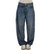 Generic Donne Casual Strass Loose Harem Jeans Gamba Larga Bling Denim Pantaloni Vita Alta Strass Jeans per le Donne, Blu, S