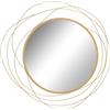 HOMCOM Specchio Moderno Rotondo a Muro con Ganci, Specchio da Parete in Vetro e Metallo, Ø65x1 cm, Oro