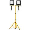 UISEBRT Faro da Lavoro a LED 2*200W Bianco Caldo con Treppiede - Proiettore da Lavoro a LED impermeabile IP66 per uso Interno ed esterno - Campo Sportivo, Cantiere (2 * 200W Bianco Freddo + Treppiede)