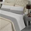 BANZAII TEXTILE INNOVATOR ONLINE Banzaii Set Completo Lenzuola Matrimoniale 100% Cotone, Made in Italy, con Angolo h 30 cm, Ida Grigio