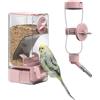 septillar Mangiatoia e Distributore d'Acqua per Uccelli, Mangiatoia Automatica con Posatoio per Gabbia per Pappagallini, Canarini, Cockatiel, Fringuelli, Budgerigar (Rosa)