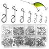 Realure 200 Pezzi Pesca Accessori, Inossidabile Connettori Senza Nodo, Connettori per Lenza Senza Nodi 11mm-34mm, per Canna da Pesca con Contenitore per Pesca Spinning, Pesca in mare (7 Misure)
