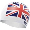 TYR Great Britain Silicone Fit, Cuffia da Piscina con Bandiera United Kingdom Unisex-Adult, White