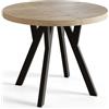 AlpiMeble Tavolo rotondo per sala da pranzo OVO, tavolo allungabile diametro 120 cm a 220 cm, tavolo soggiorno colore: Halifax con gambe in legno di colore nero