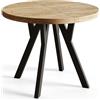AlpiMeble Tavolo rotondo per sala da pranzo OVO, tavolo allungabile, diametro: 120 cm fino a 220 cm, tavolo da soggiorno colore: Craft, con gambe in legno di colore nero