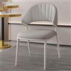 generic Set di 4 sedie da pranzo in ecopelle, moderne sedie con schienale a petali e gambe in metallo, comode sedie imbottite per cucina/soggiorno/ristorante (colore: grigio chiaro, dimensioni: gamba bianca)