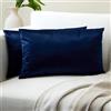 Encasa XO Encasa Homes Set 2 pezzi di coperture ammortizzanti in VELLUTO (30x50 cm), Blu Marino- semplici, resistenti, morbide e liscie, lavabili, a grandi quadrati decorativi, cuscino federa per divano, sofa