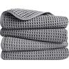 Polyte - asciugamano mani in microfibra anti-pelucchi - ad asciugatura rapida - essuto a nido d'ape - grigio - 40 x 76 cm - set 4 pezzi