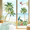 decalmile Adesivi per Finestra Palma Tropicali Piante Decalcomanie per Finestre Non Adesiva Vetro Pellicola Foglia Verde Tropicale Adesivi Anti-Collisione Finestra Vetro Porte Bagno