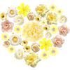 HEOUCH 24 Pezzi Teste di Fiori Finti per Decorazioni, Teste di Fiori Artificiali di Seta, Decorazione Artigianale di Fiorellini per Bomboniere, per la Decorazione Domestica di Nozze (Giallo)