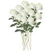 VIDSTW 12 Filiali Rose Finte per Decorazioni 52 Cm Bouquet Fiori Finti Fiori Artificiali con Foglie Verdi Rosa Finta Fiori Finti per Decorazioni per Casa Matrimonio Festa Giardino (Bianco)