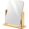 Bahan alamy Specchio cosmetico girevole a 360 gradi, specchio da tavolo in legno, indipendente, per tavolo da toeletta, bagno, camera da letto (22 x 17 cm)