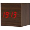 ThreeH Sveglia digitale, in legno, con luce a LED, mini cubo, da scrivania, display ora, data, temperatura, per bambini, camere da letto, casa, dormitorio, viaggi, AC10, marrone_rosso