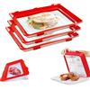 Flearitzo Set da 3 Contenitore per Affettati - Vassoio riutilizzabile impilabile, per salumi formaggi e alimenti design sottovuoto perfetto per il frigorifero dimensioni 30 x 3 x 22 cm (rosso)